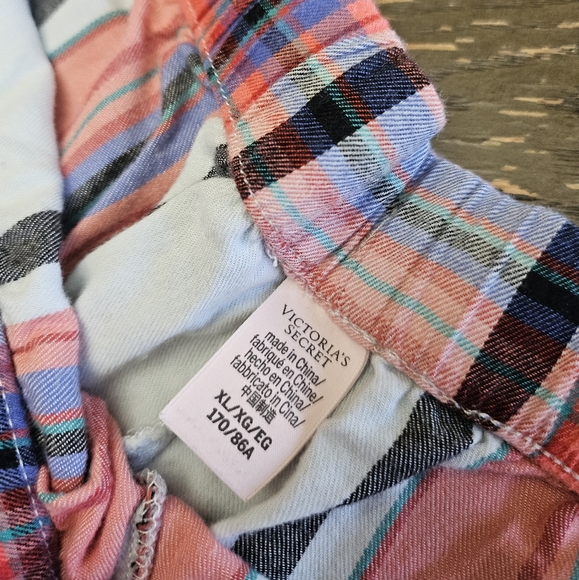 Victorias Secret Plaid Sleep Pants Sz XL Elastic Drawstring Waist Grosgrain Bow - Picture 6 of 9